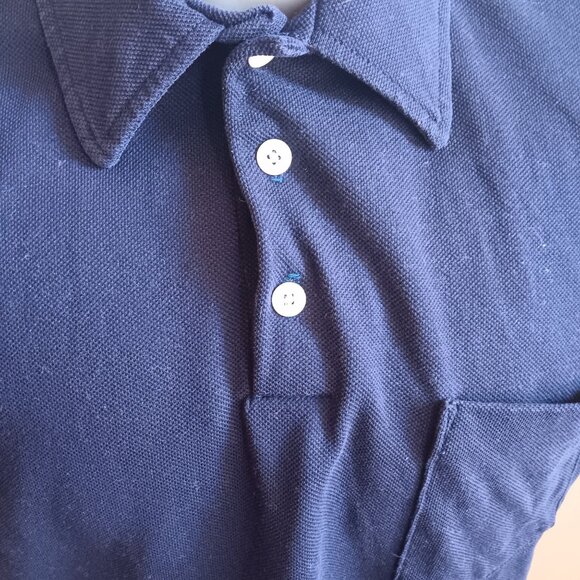 Men's Large Vintage 1980's Polo Shirt Pocket Thick Knit Golfer Pro Single Stitch - Picture 2 of 7
